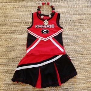 Georgia Bulldog Cheerleader Set w/Necklace